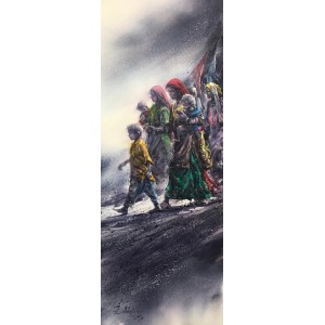 Ali Abbas, 11 x 30 Inch, Watercolor on Paper, Figurative Painting, AC-AAB-176